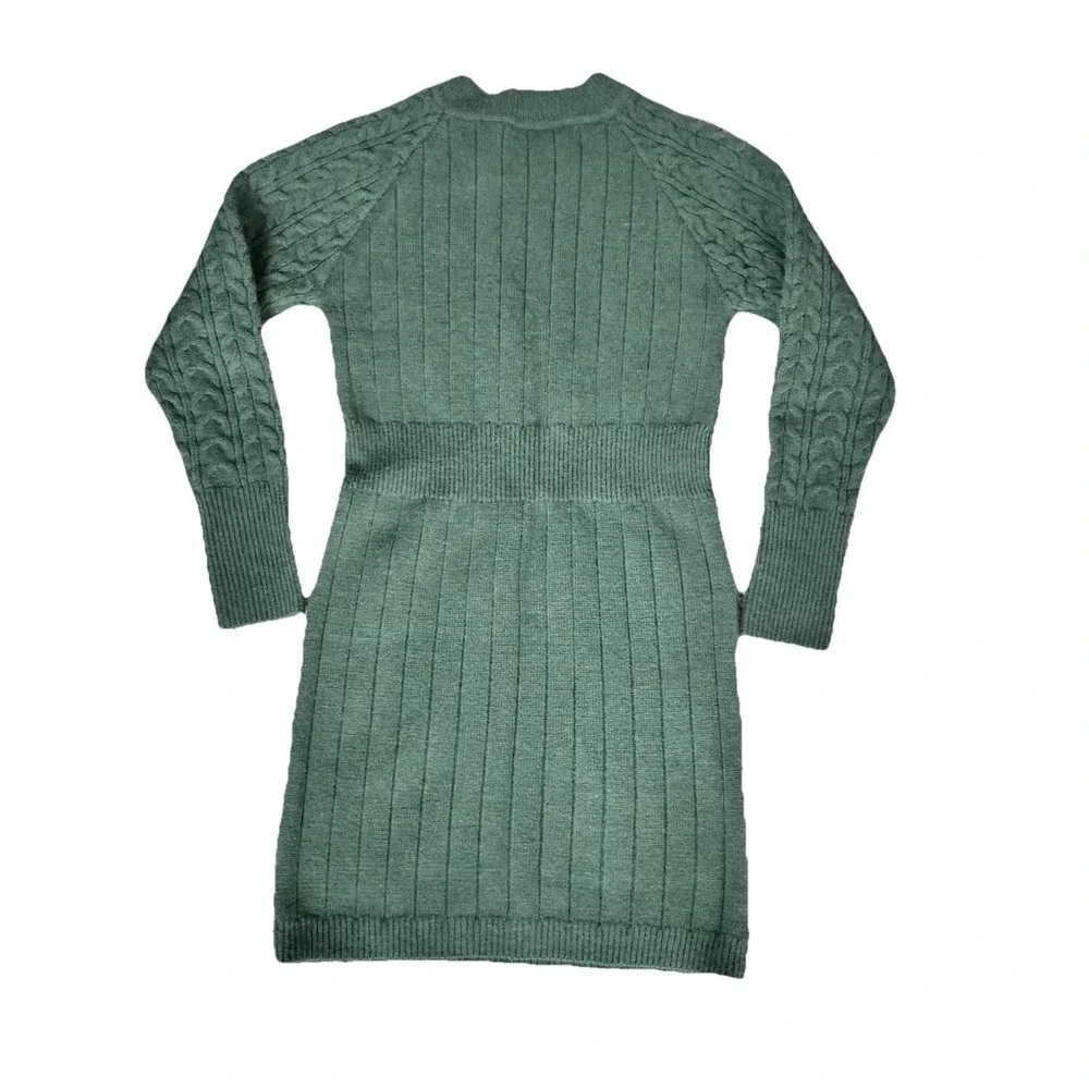 Green Cable Knit Long Sleeve Sweater Dress‎ Women's Size Medium